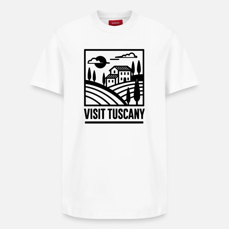 Visiter la Toscane - T-shirt unisexe décontracté en coton Supima – de SPREAD - blanc