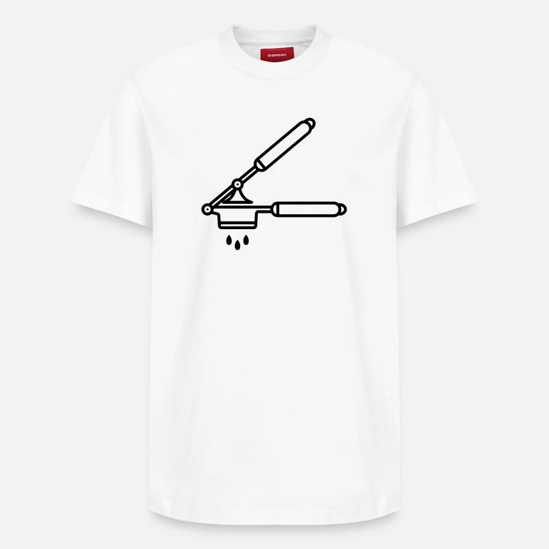 Knoblauch Presse oder Spätzle Presse - Relaxed Unisex Supima Cotton T-Shirt – von SPREAD - Weiß