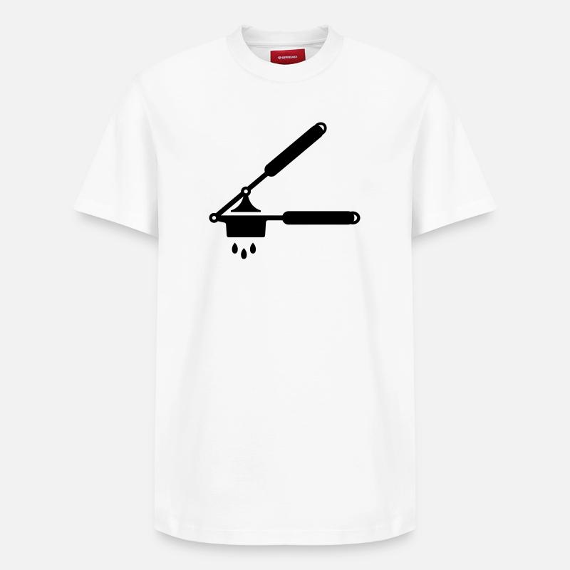 Knoblauch Presse oder Spätzle Presse - Relaxed Unisex Supima Cotton T-Shirt – von SPREAD - Weiß