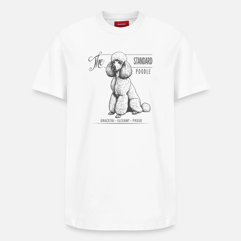 Caniche standard Élégance et fierté - T-shirt unisexe décontracté en coton Supima – de SPREAD - blanc