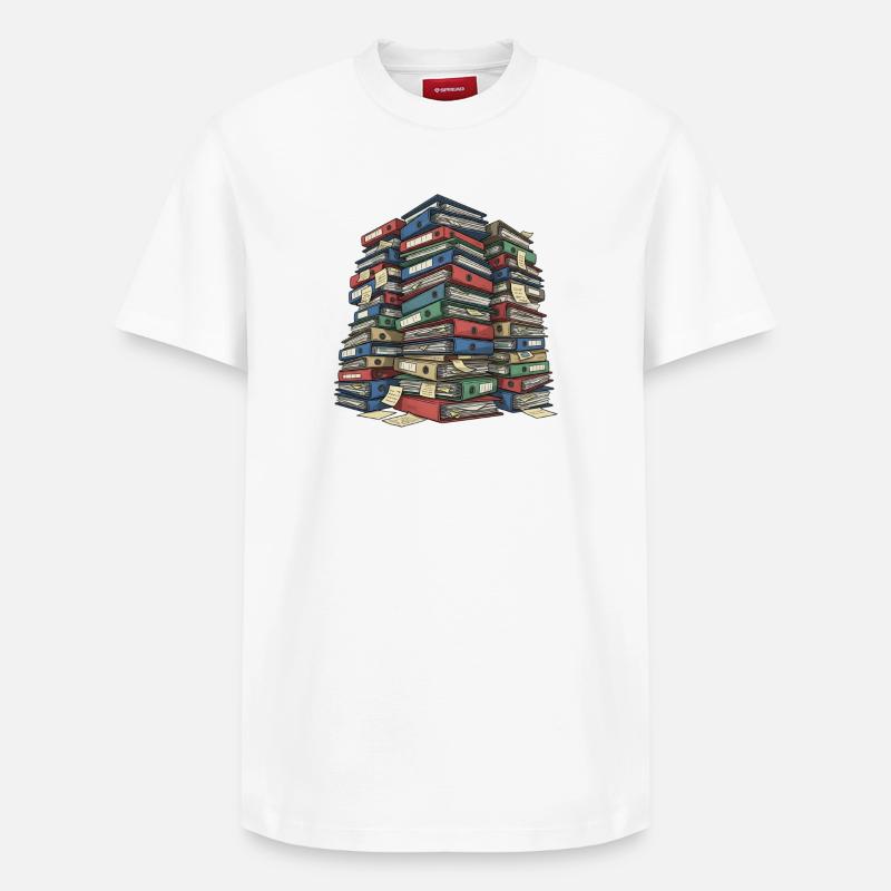 Folder Stack Office Chaos - Relaxed Unisex Supima Cotton T-Shirt – by SPREAD - white