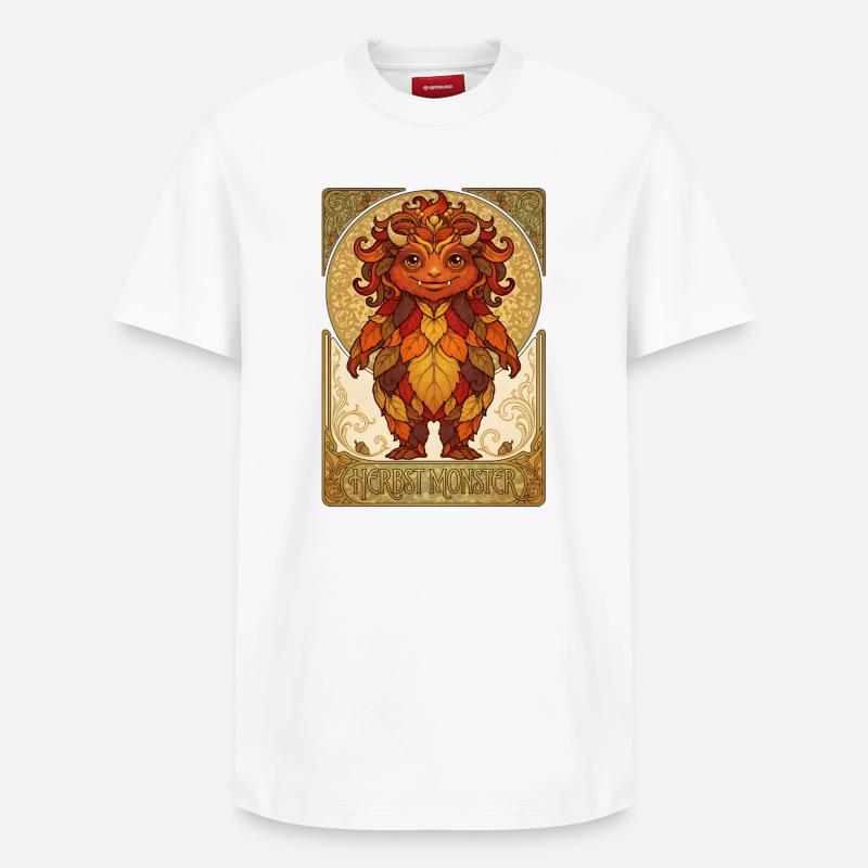 Herbst Monster aus Laub - Relaxed Unisex Supima Cotton T-Shirt – von SPREAD - Weiß