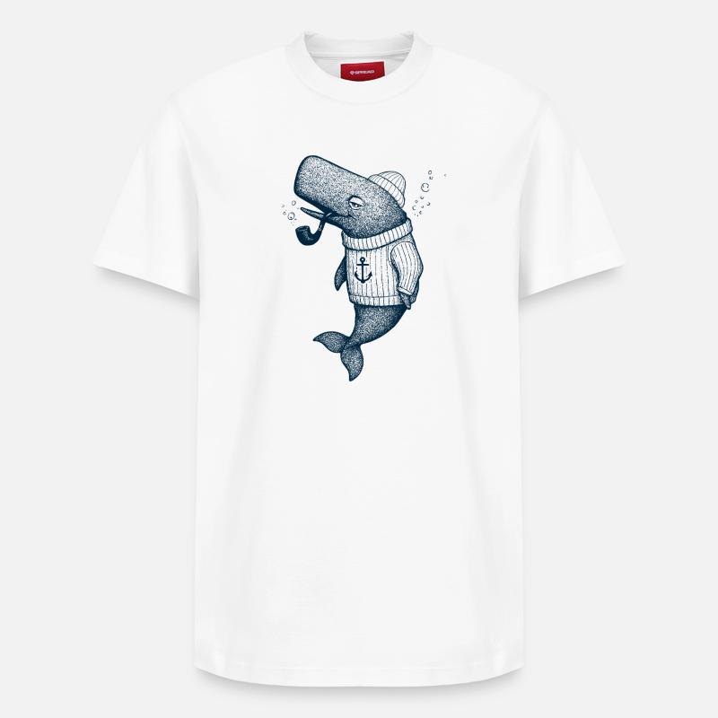 Capitaine de baleine - T-shirt unisexe décontracté en coton Supima – de SPREAD - blanc