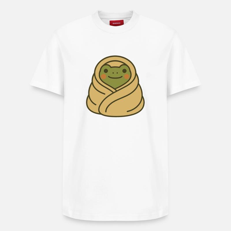 Eingekuschelter Frosch – Grenouille couverture douillette - T-shirt unisexe décontracté en coton Supima – de SPREAD - blanc