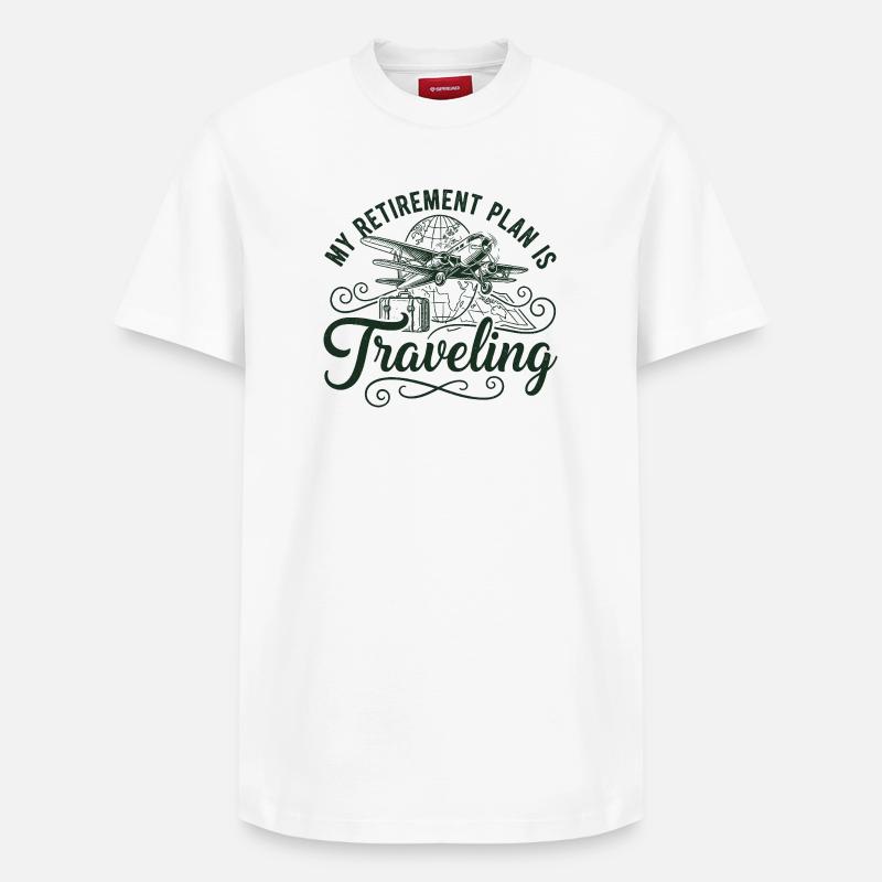 Le plan de retraite voyage - T-shirt unisexe décontracté en coton Supima – de SPREAD - blanc