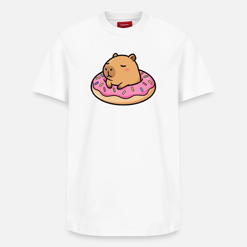 Kapibara dans le beignet - T-shirt unisexe décontracté en coton Supima – de SPREAD - blanc