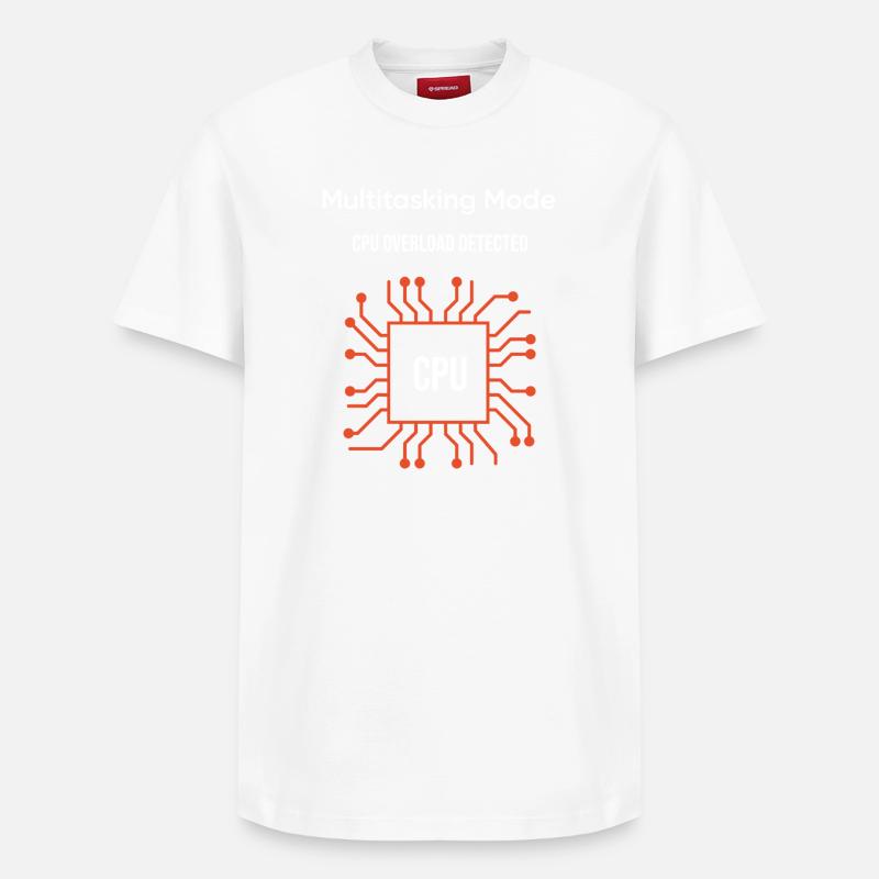 Multitasking Mode – CPU Overload Detected - T-shirt unisexe décontracté en coton Supima – de SPREAD - blanc