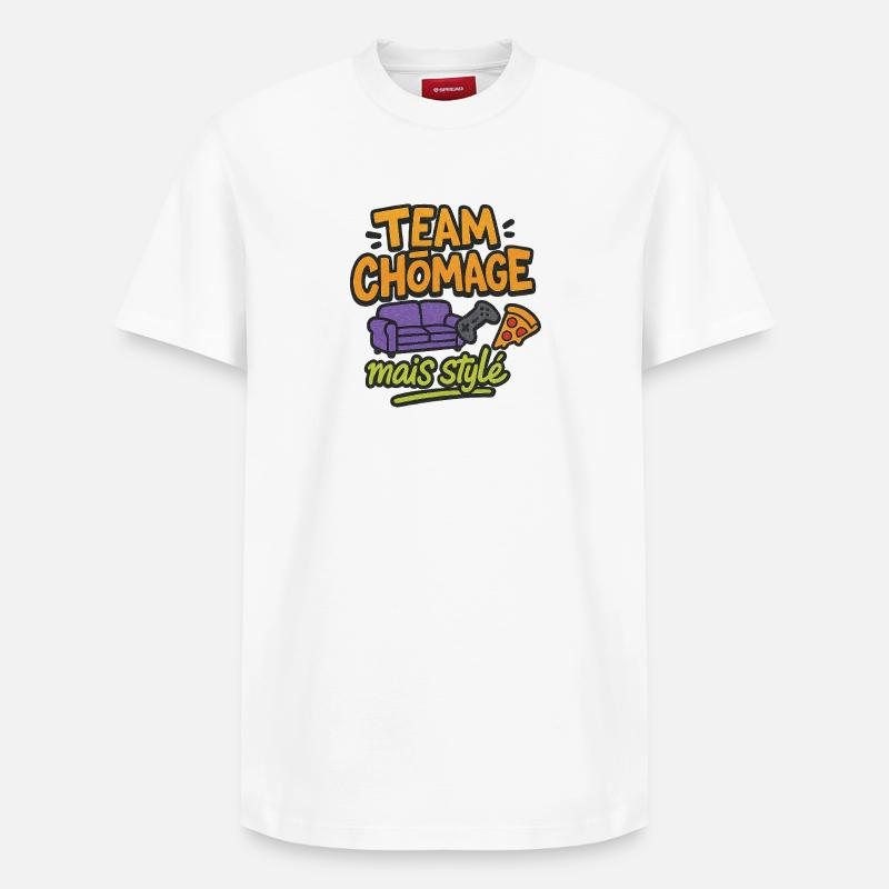 Team chomage mais stylé - T-shirt unisexe décontracté en coton Supima – de SPREAD - blanc