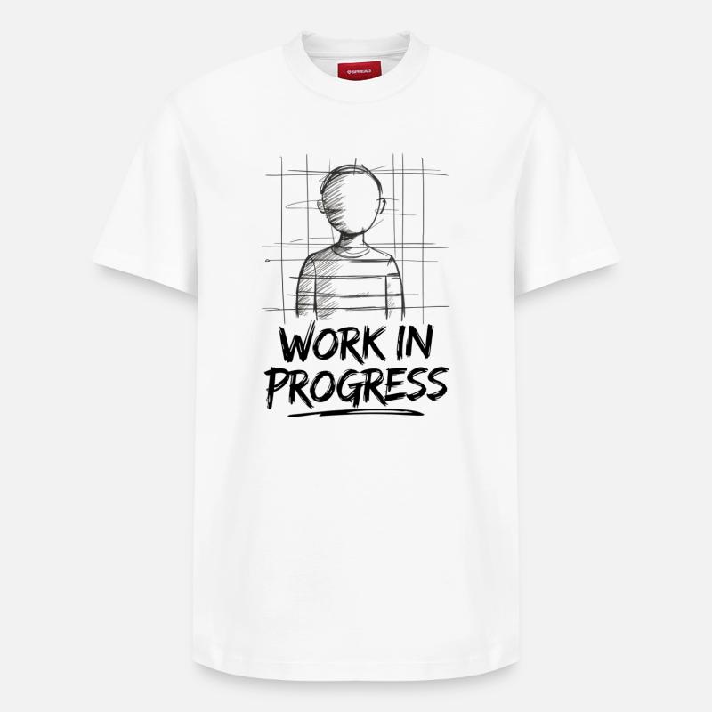Work in Progress – Unvollendete Kunst - Relaxed Unisex Supima Cotton T-Shirt – von SPREAD - Weiß