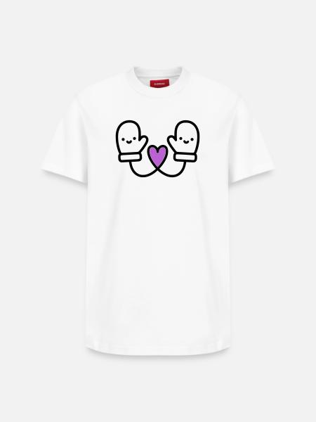 Cute Gloves with Heart | Winter Love - Relaxed Unisex Supima Cotton T-Shirt – by SPREAD - white