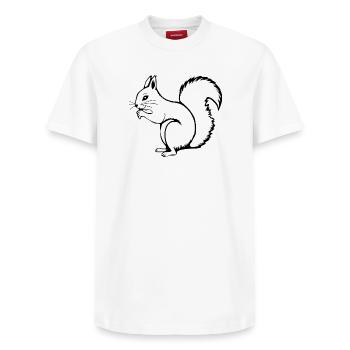 Eichhörnchen - Relaxed Unisex Supima Cotton T-Shirt – von SPREAD - Weiß - Vorne - AI Model Female 172 dark (172cm) & AI Model Male 185 dark (185cm)