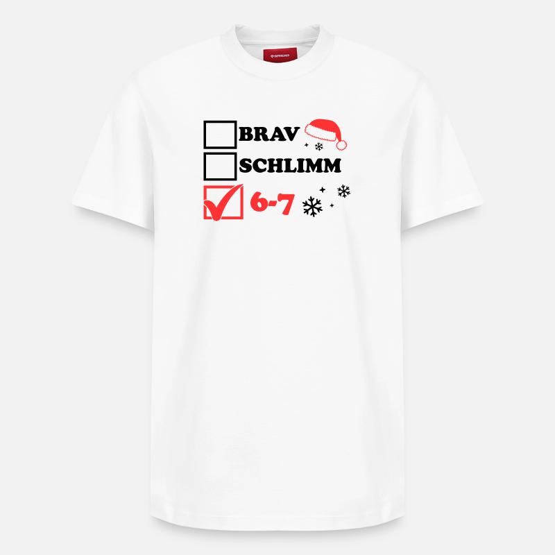 Bon mauvais 6-7 Noël - T-shirt unisexe décontracté en coton Supima – de SPREAD - blanc
