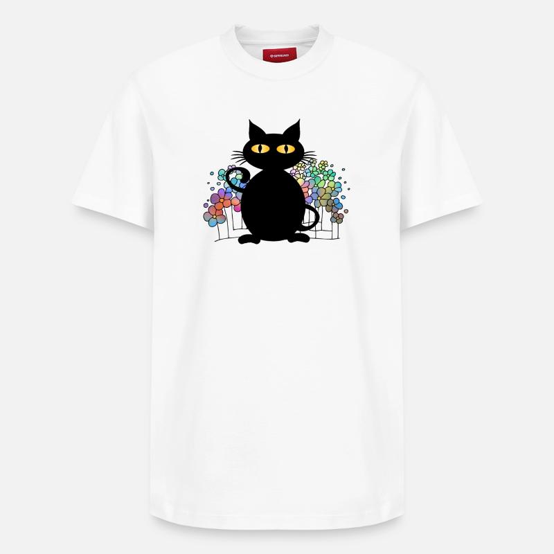 chat - T-shirt unisexe décontracté en coton Supima – de SPREAD - blanc