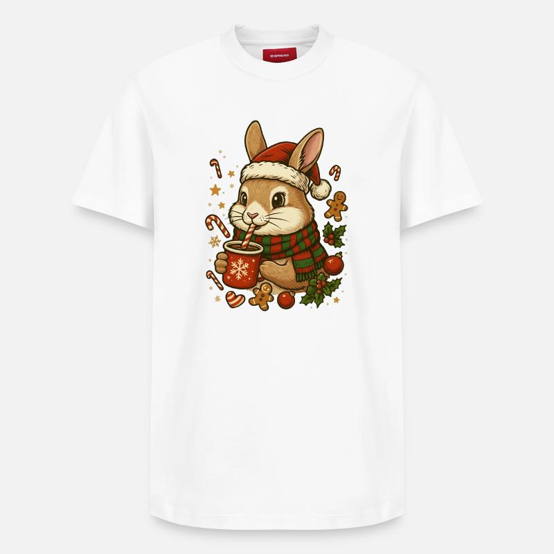 Lapin à Noël - T-shirt unisexe décontracté en coton Supima – de SPREAD - blanc