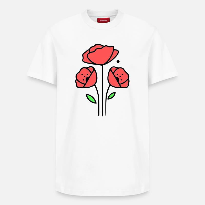 mohnblume-mohnblumen-minimalistisch-line-art-1 - Relaxed Unisex Supima Cotton T-Shirt – von SPREAD - Weiß
