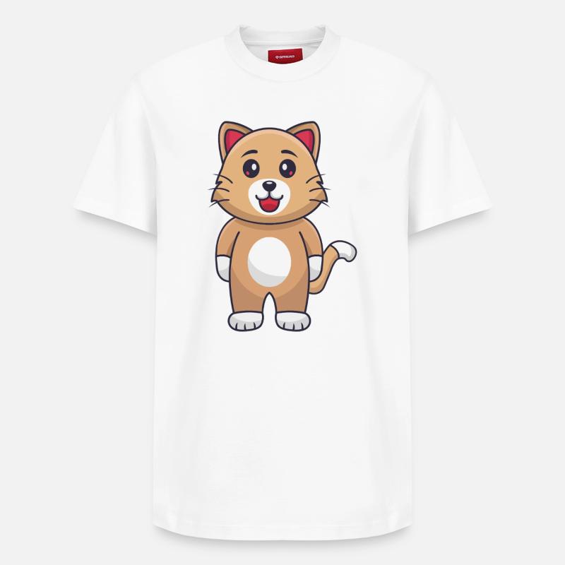Chat de dessin animé - T-shirt unisexe décontracté en coton Supima – de SPREAD - blanc