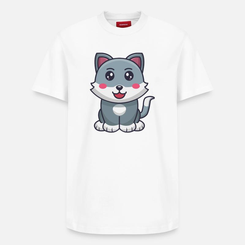 Dessin animé de chat - T-shirt unisexe décontracté en coton Supima – de SPREAD - blanc