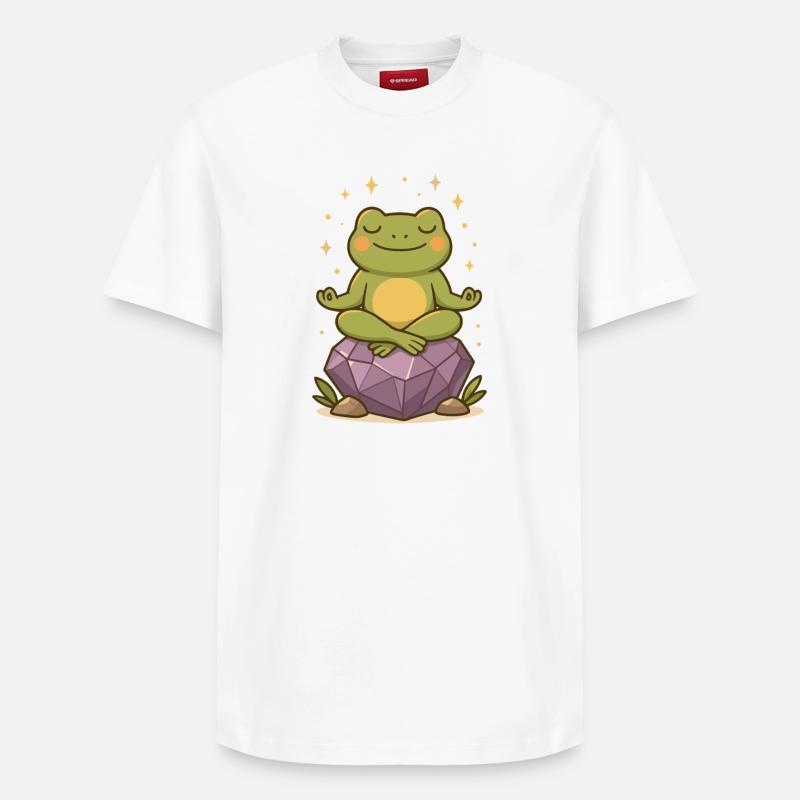 Grenouille méditative – Spirituelle et consciente - T-shirt unisexe décontracté en coton Supima – de SPREAD - blanc