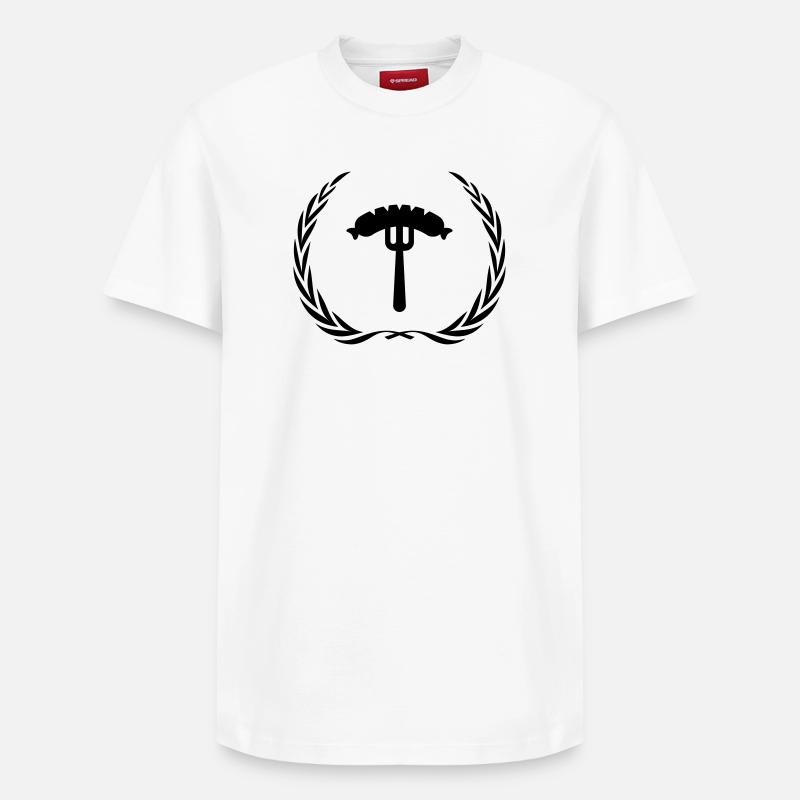 Saucisse, fourchette, saucisse - T-shirt unisexe décontracté en coton Supima – de SPREAD - blanc