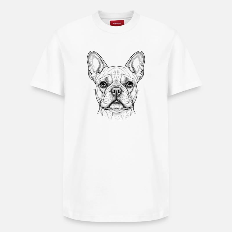 Bouledogue français Chien - T-shirt unisexe décontracté en coton Supima – de SPREAD - blanc