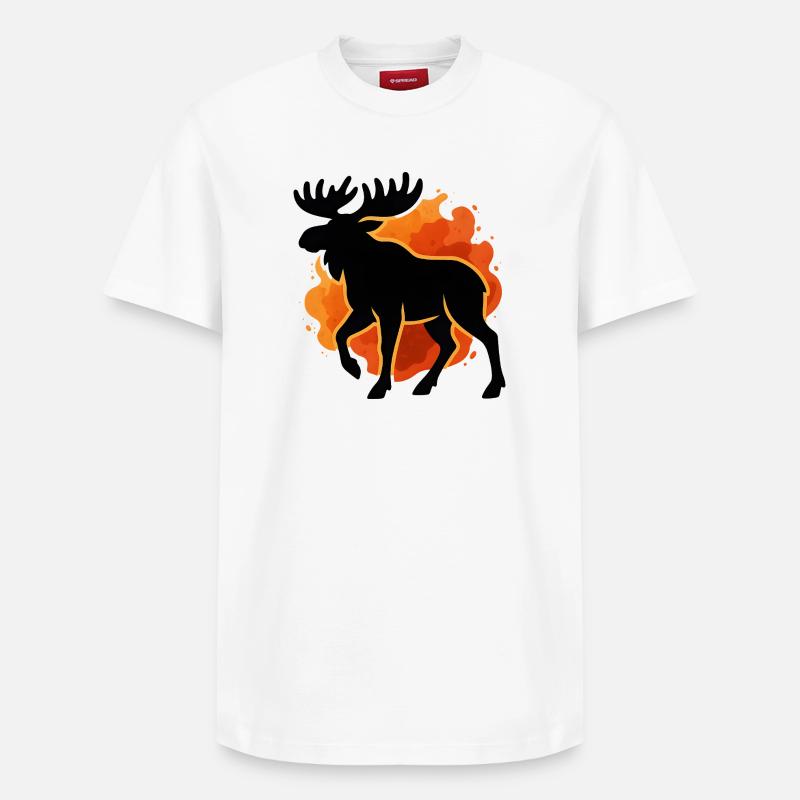 Flammende Elch-Silhouette - Relaxed Unisex Supima Cotton T-Shirt – von SPREAD - Weiß