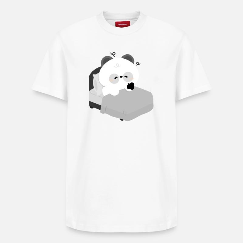 Lit Panda fatigué - T-shirt unisexe décontracté en coton Supima – de SPREAD - blanc