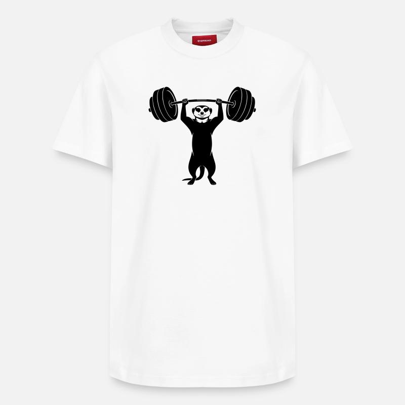 Un suricate puissant avec haltère - T-shirt unisexe décontracté en coton Supima – de SPREAD - blanc