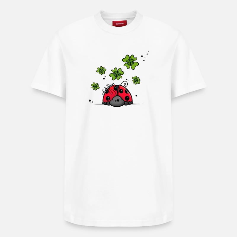 Marienkäfer mit Glücksklee - Relaxed Unisex Supima Cotton T-Shirt – von SPREAD - Weiß