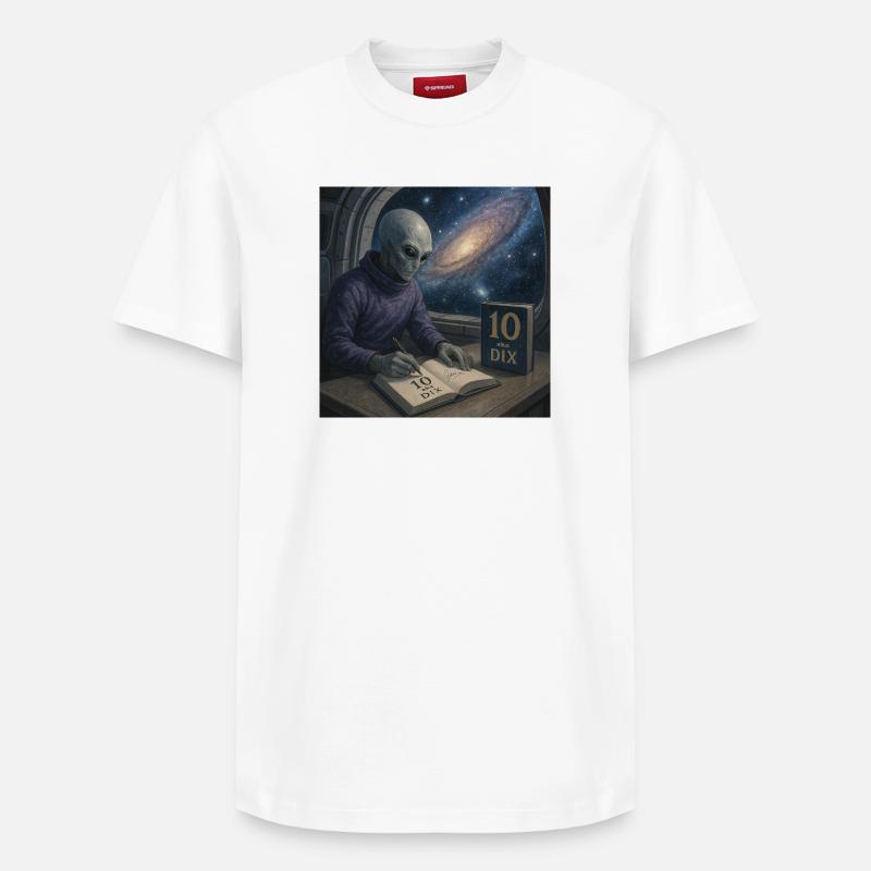 Alien Ecrivain Cosmos - T-shirt unisexe décontracté en coton Supima – de SPREAD - blanc