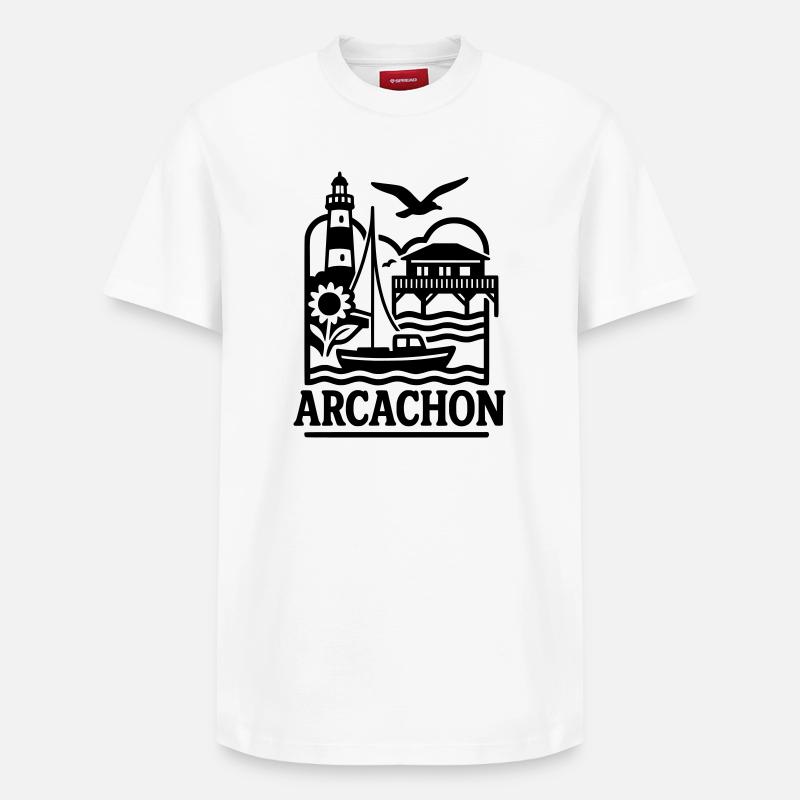 Arcachon, France - T-shirt unisexe décontracté en coton Supima – de SPREAD - blanc