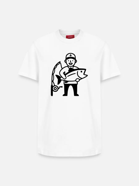 Fishing-proud-angler-big-catch-2 - Relaxed Unisex Supima Cotton T-Shirt – by SPREAD - white
