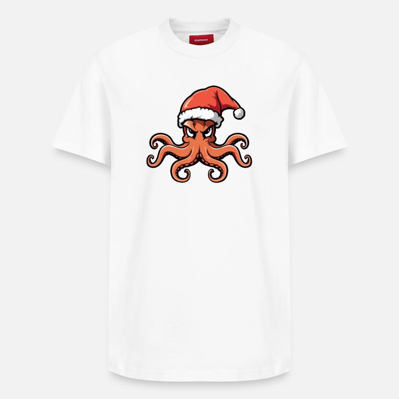Noël de poulpe - T-shirt unisexe décontracté en coton Supima – de SPREAD - blanc