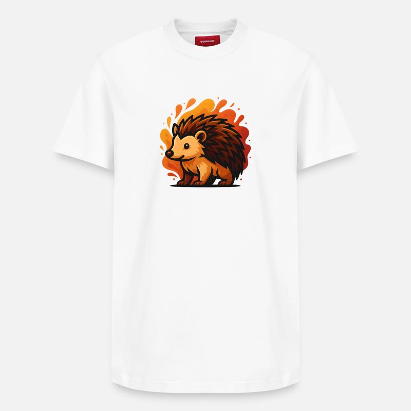 Hérisson à l’aura enflammée - T-shirt unisexe décontracté en coton Supima – de SPREAD - blanc
