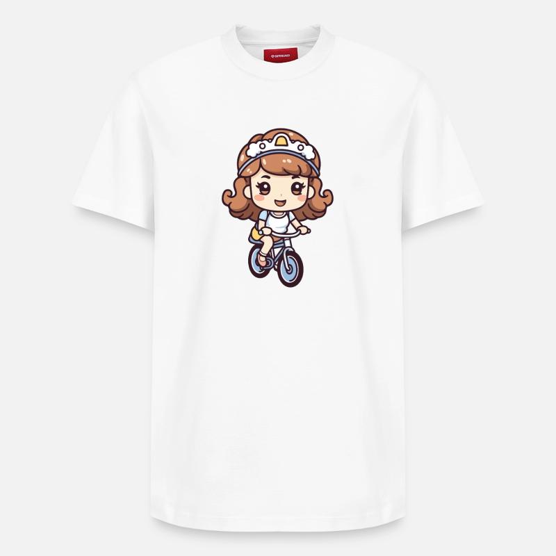 Fahrrad Mädchen Comic - Relaxed Unisex Supima Cotton T-Shirt – von SPREAD - Weiß