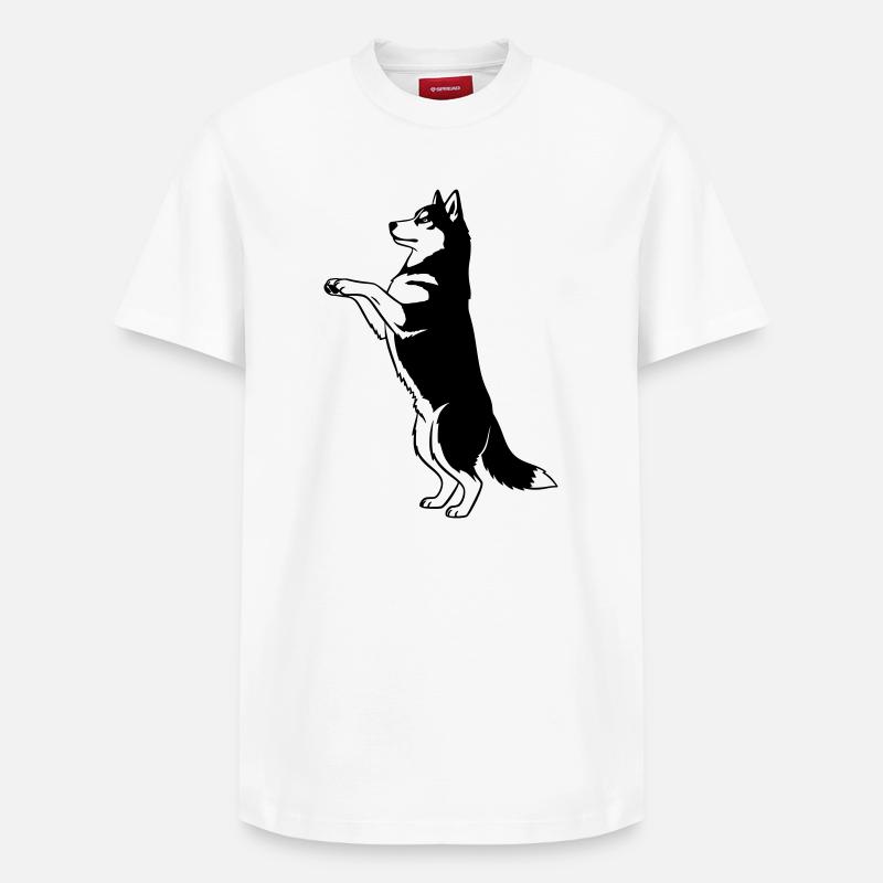 Stehender Hund Silhouette Vector - Relaxed Unisex Supima Cotton T-Shirt – von SPREAD - Weiß