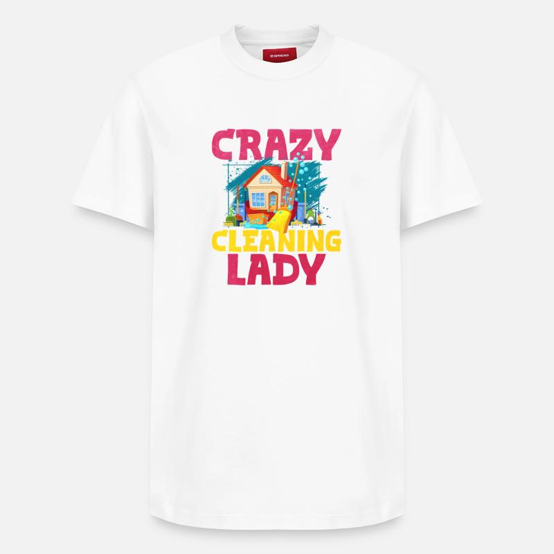 Femme de ménage folle - T-shirt unisexe décontracté en coton Supima – de SPREAD - blanc