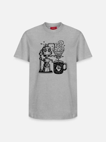 Grind or Die: Robot Chef for baristaer - Unisex T-shirt i Supima-bomuld med afslappet pasform – fra SPREAD - hvid
