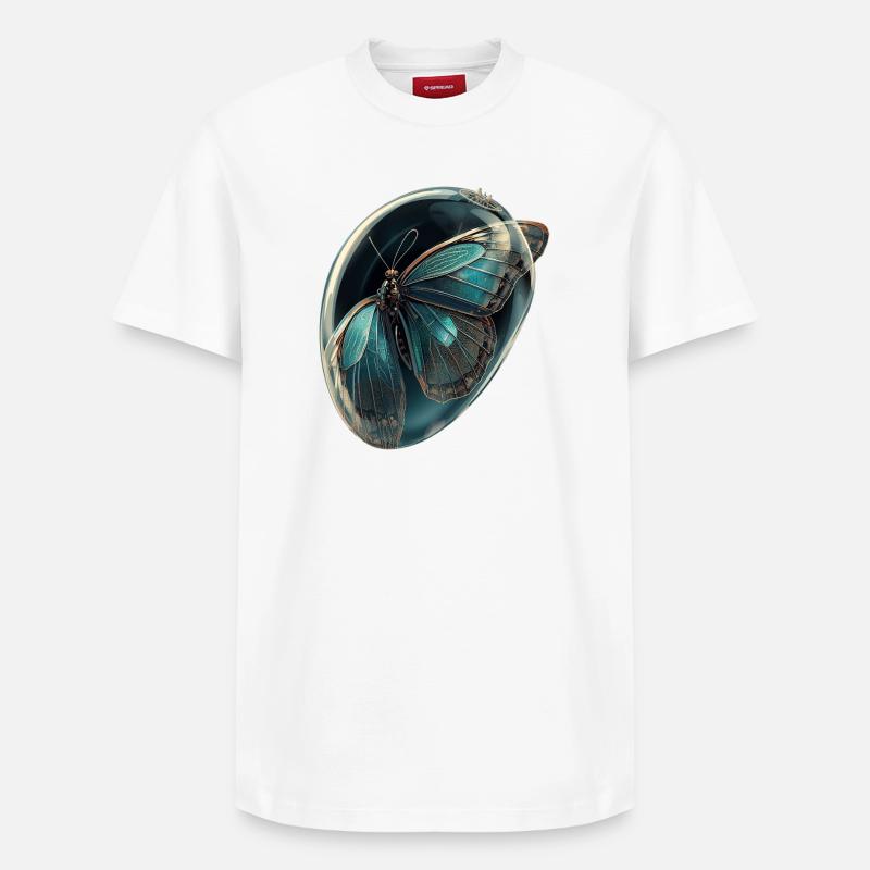 Papillon en Bulle Teal - T-shirt unisexe décontracté en coton Supima – de SPREAD - blanc