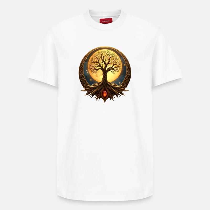 Arbre de vie lunaire - T-shirt unisexe décontracté en coton Supima – de SPREAD - blanc