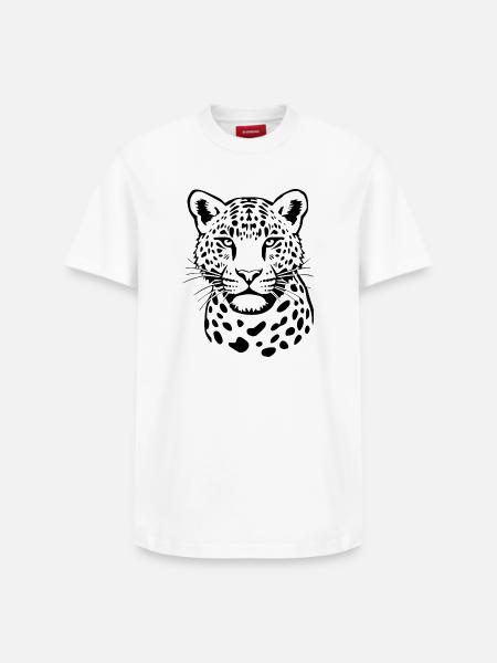 Leopard Black Gift Christmas - Relaxed Unisex Supima Cotton T-Shirt – by SPREAD - white