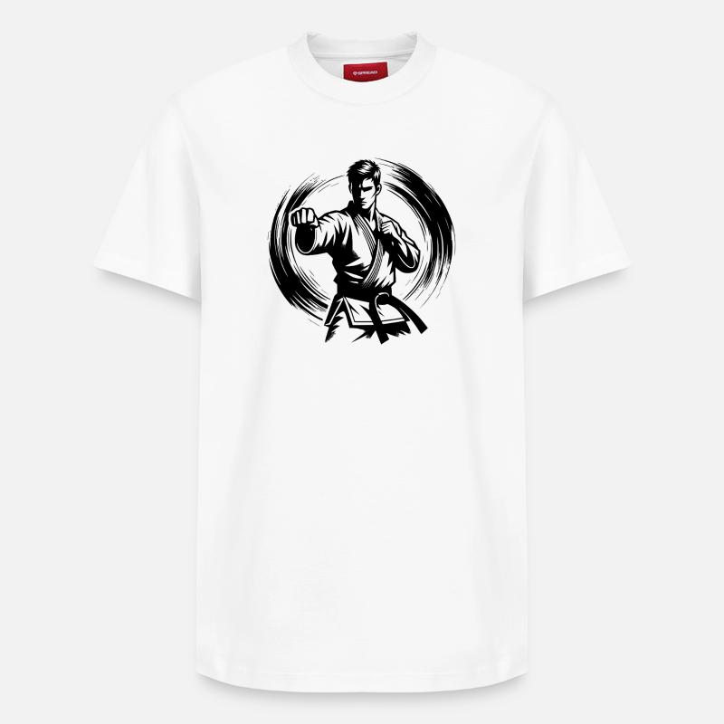 Dynamische Kampfpose Perfekte Karate Silhouette - Relaxed Unisex Supima Cotton T-Shirt – von SPREAD - Weiß