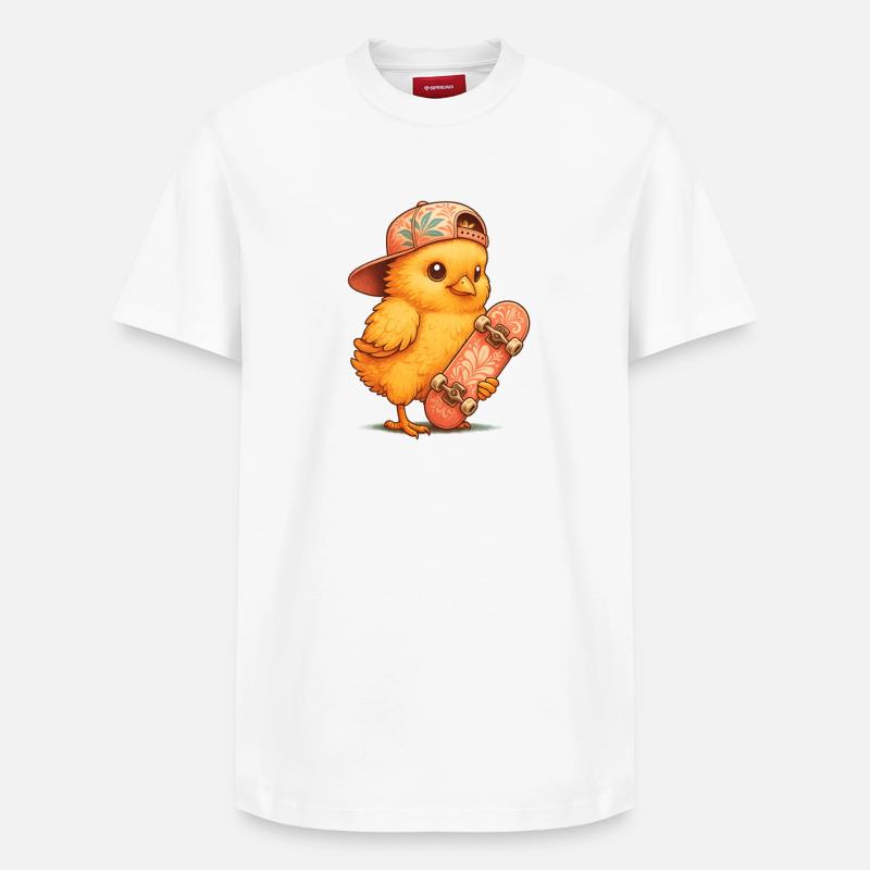 Mädchen auf einem Skateboard - Relaxed Unisex Supima Cotton T-Shirt – von SPREAD - Weiß