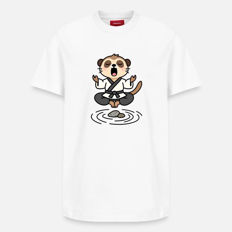 Suricate en kimono Zen Méditatif - T-shirt unisexe décontracté en coton Supima – de SPREAD - blanc