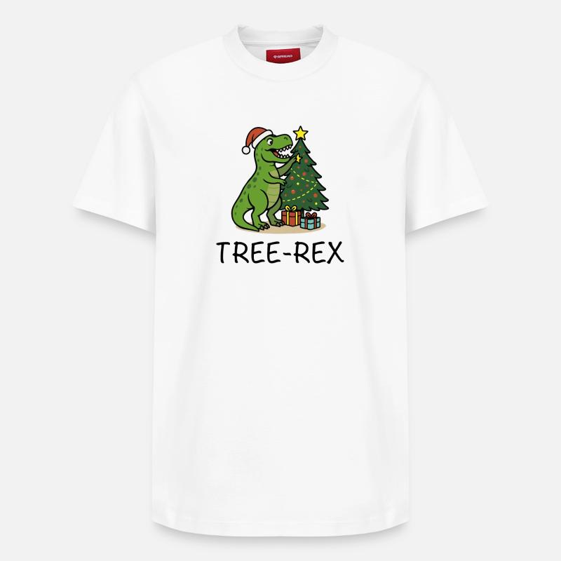 Tree-Rex – Style Noël moche - T-shirt unisexe décontracté en coton Supima – de SPREAD - blanc