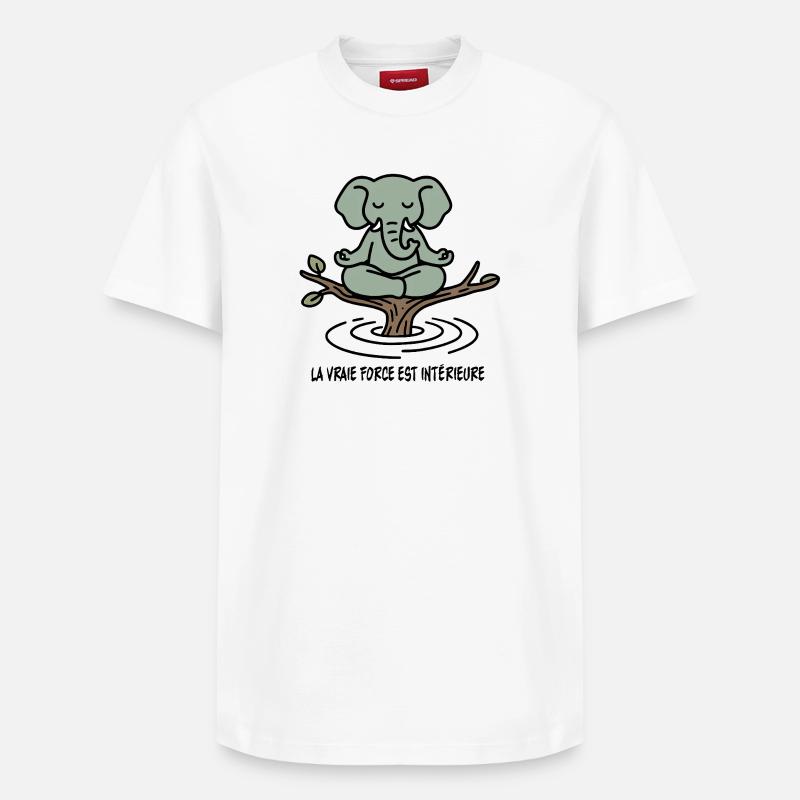 Elephant Zen sur Branche - T-shirt unisexe décontracté en coton Supima – de SPREAD - blanc