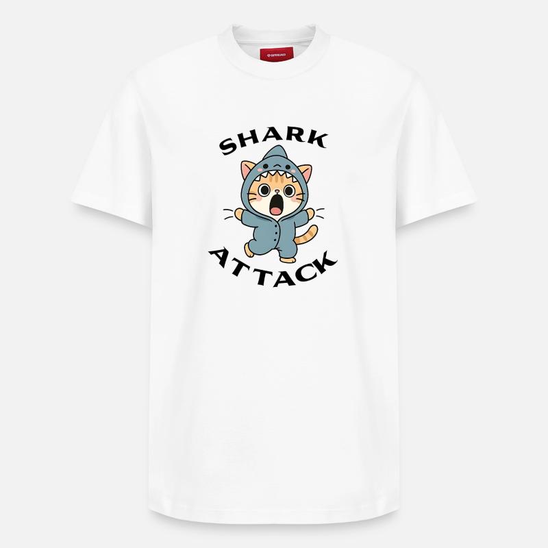 Shark Attack - Attaque de requin - T-shirt unisexe décontracté en coton Supima – de SPREAD - blanc