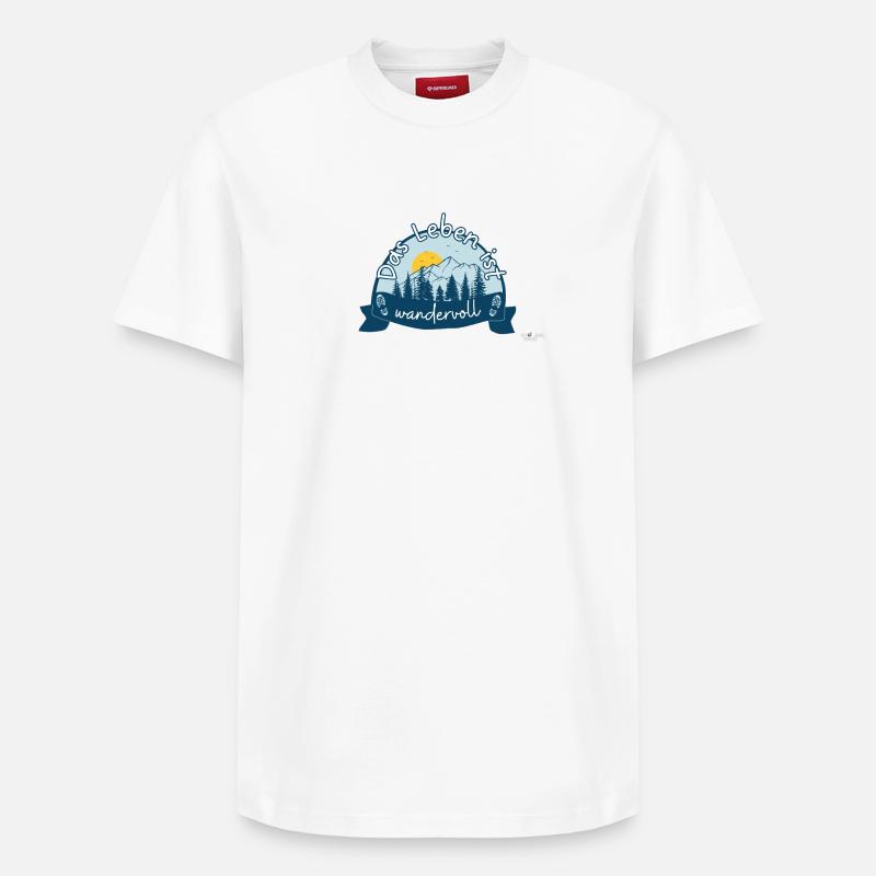 Das Leben ist wandervoll Wanderer & Bergsteiger - Relaxed Unisex Supima Cotton T-Shirt – von SPREAD - Weiß