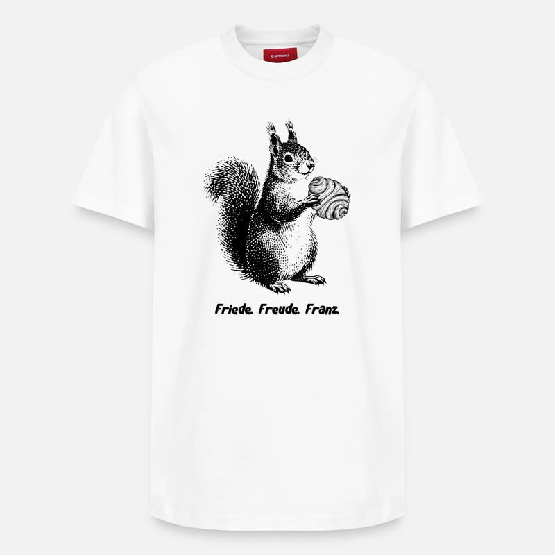 Friede Freude Franz Eichhornchen - Relaxed Unisex Supima Cotton T-Shirt – von SPREAD - Weiß