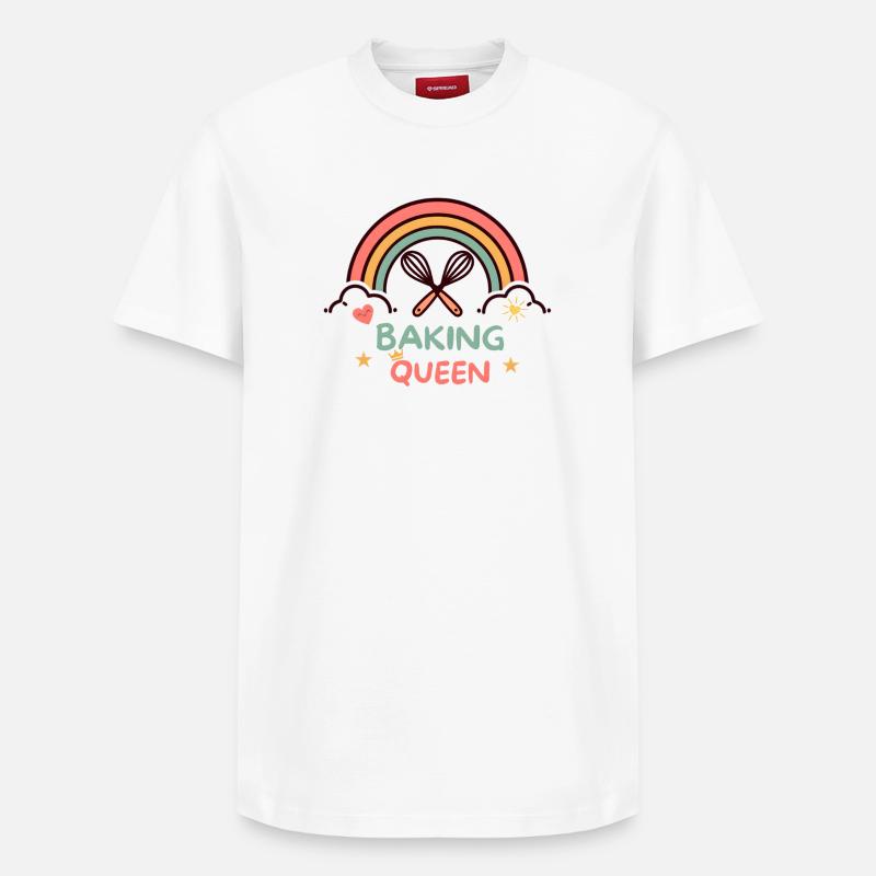 Baking Queen Rainbow - Relaxed Unisex Supima Cotton T-Shirt – von SPREAD - Weiß