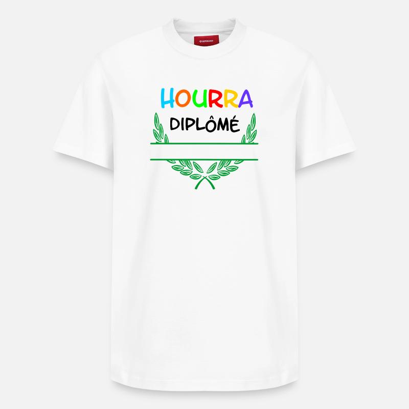 Hourra Diplôme – Espace de noms - T-shirt unisexe décontracté en coton Supima – de SPREAD - blanc